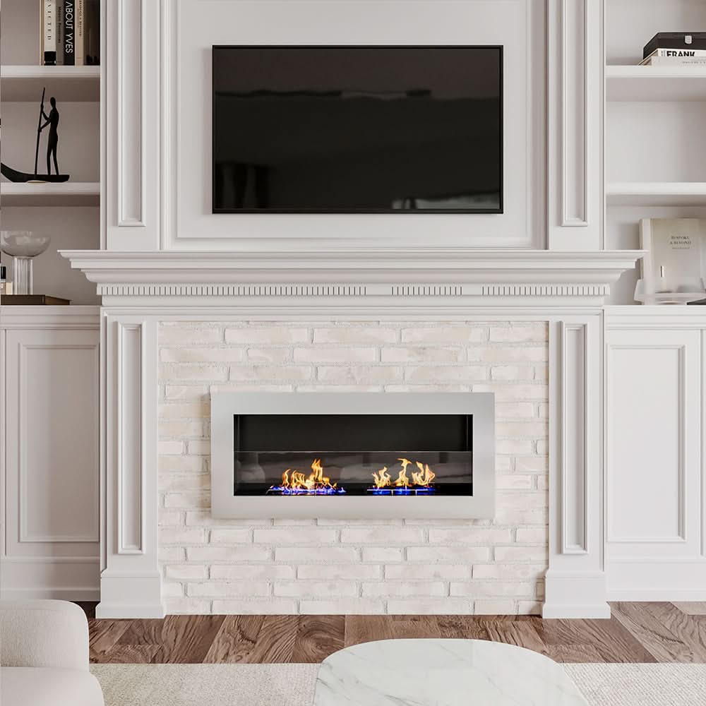 35/47 Inch Indoor Bio Ethanol Fireplace 3 Stoves Wall Mounted Heater