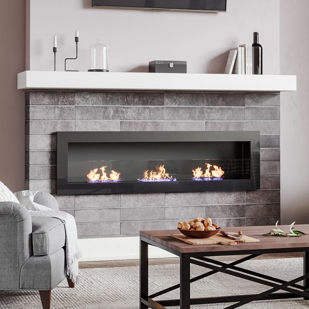 55 Inch Bio Ethanol Fireplace Wall Mounted Insert Biofire 4 Colour Options
