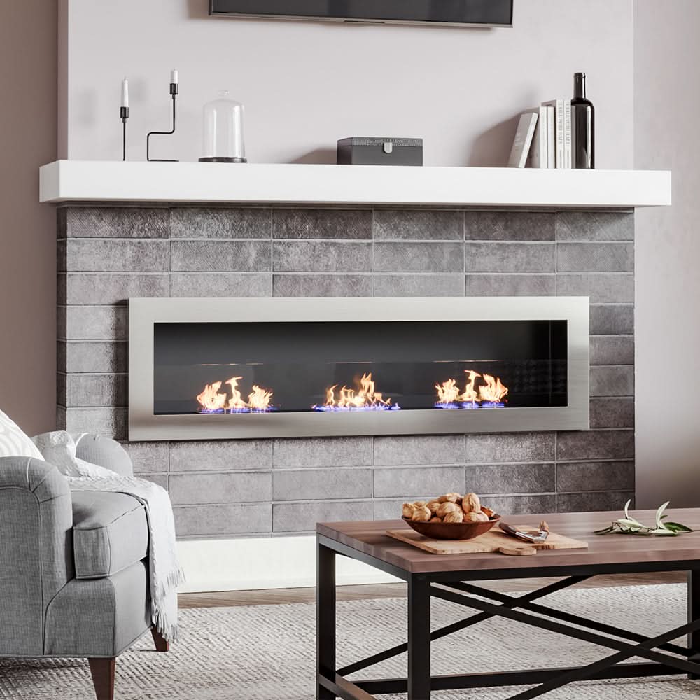 55 Inch Bio Ethanol Fireplace Wall Mounted Insert Biofire 4 Colour Options