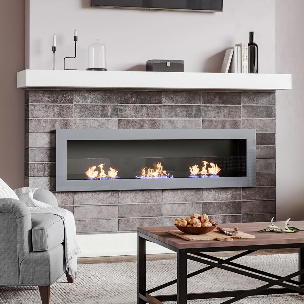 55 Inch Bio Ethanol Fireplace Wall Mounted Insert Biofire 4 Colour Options