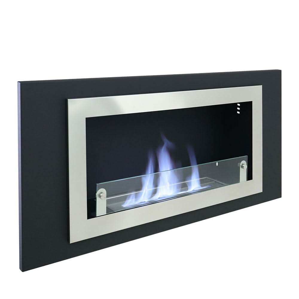 45 inch Silver Wall Mount Fireplaces Steel Stainless Indoors Bio-Ethanol Fireplaces