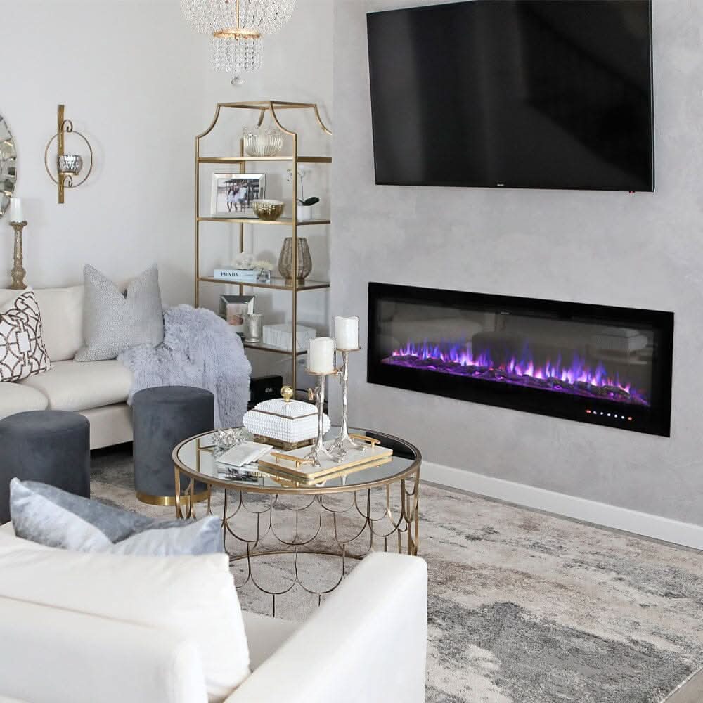 70/80/100 Inch Inset Electric Fireplace Built-In Heater with 9 Flame Colour