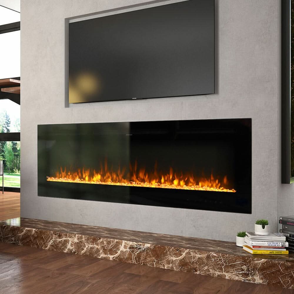 70/80/100 Inch Inset Electric Fireplace Built-In Heater with 9 Flame Colour