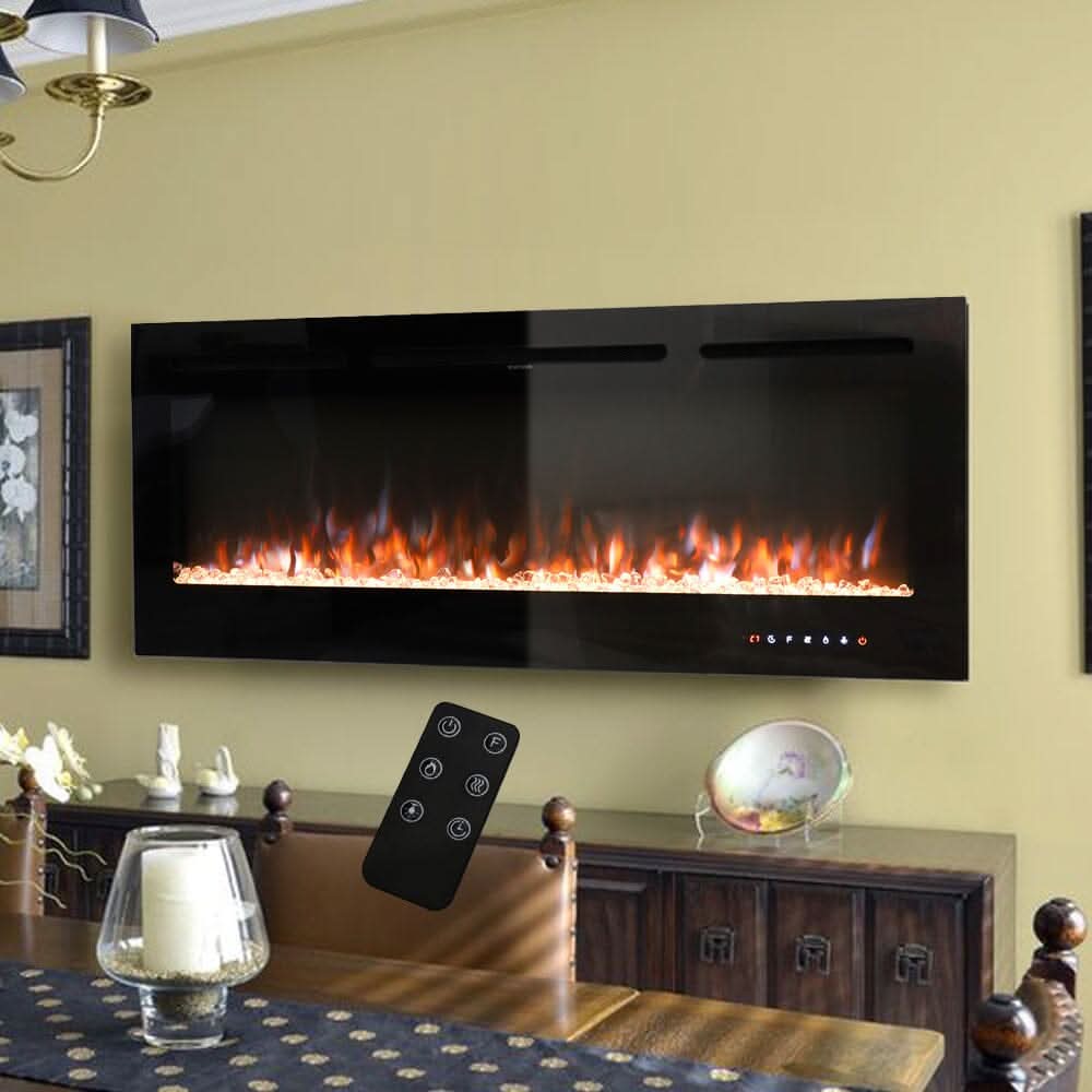 70/80/100 Inch Inset Electric Fireplace Built-In Heater with 9 Flame Colour