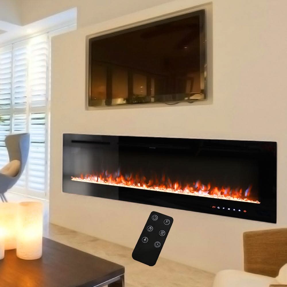 70/80/100 Inch Inset Electric Fireplace Built-In Heater with 9 Flame Colour