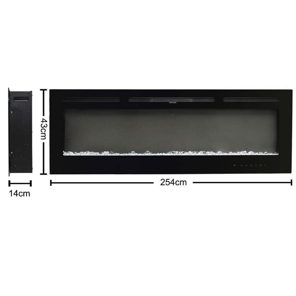 70/80/100 Inch Inset Electric Fireplace Built-In Heater with 9 Flame Colour