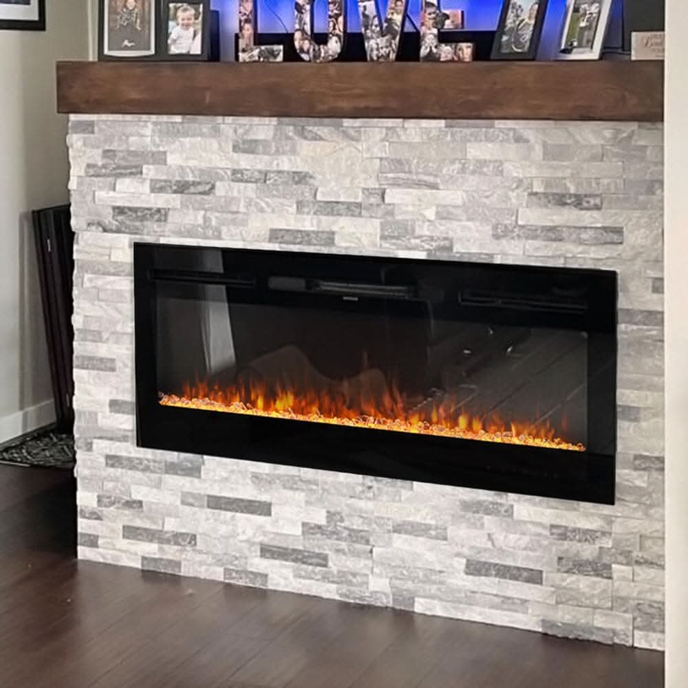 70/80/100 Inch Inset Electric Fireplace Built-In Heater with 9 Flame Colour
