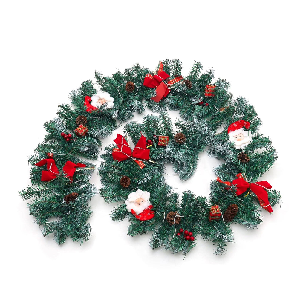 Cute Pre-lit Artificial Christmas Garland with Santa for Door and Mantel