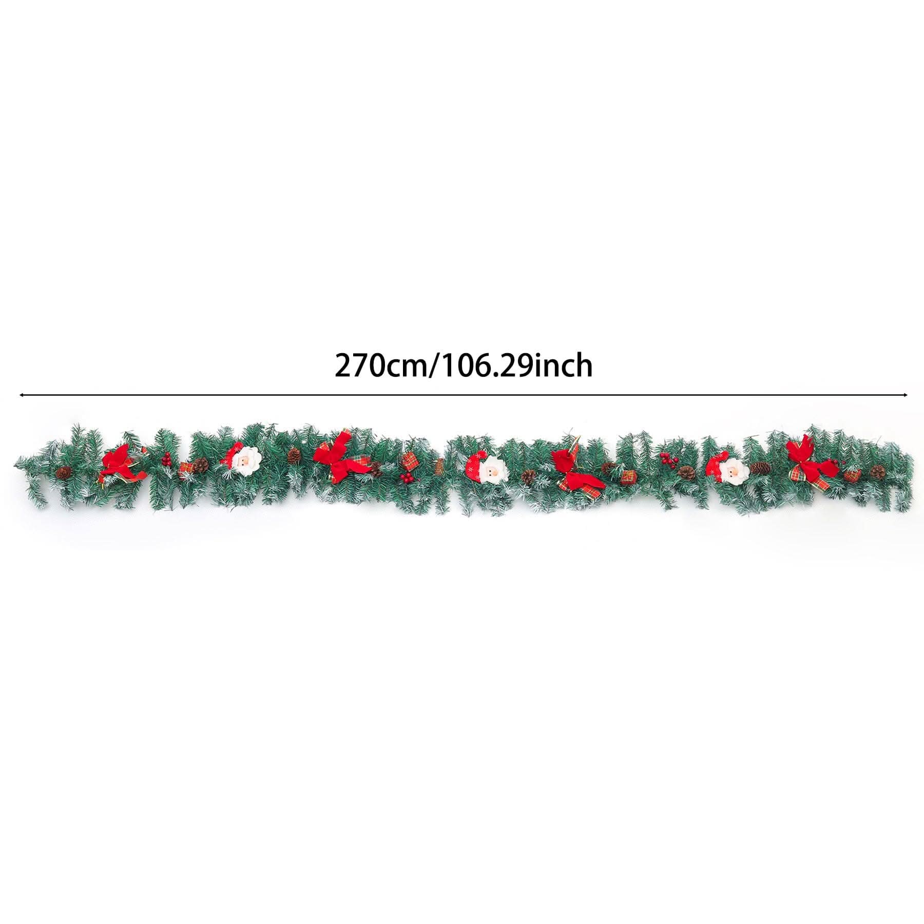 Cute Pre-lit Artificial Christmas Garland with Santa for Door and Mantel
