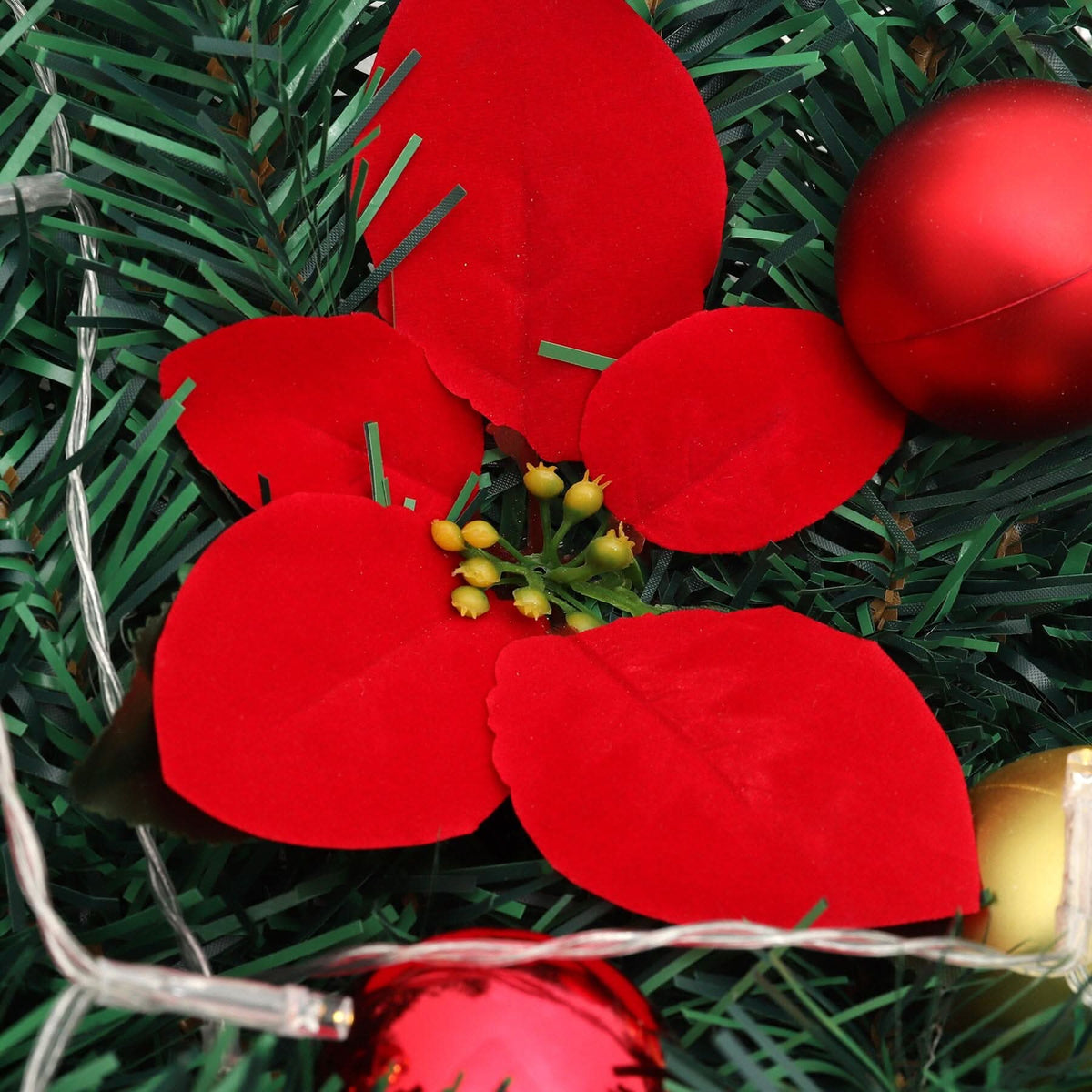 Christmas Rattan Garland 1.8m with 250 Rattan Branches, Bows, Christmas Balls, and Greenery