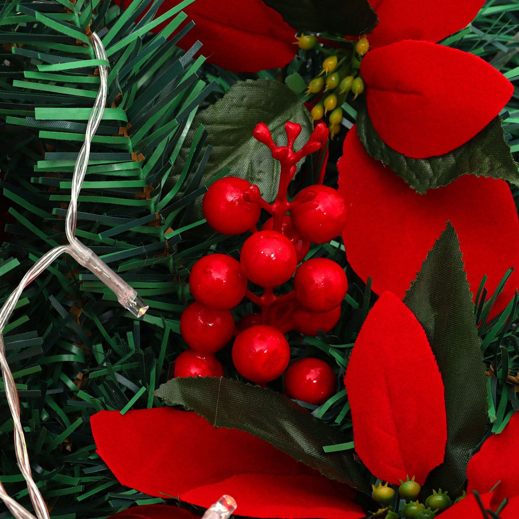 Christmas Rattan Garland 1.8m with 250 Rattan Branches, Bows, Christmas Balls, and Greenery