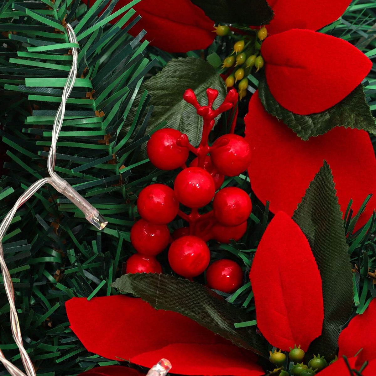 Christmas Rattan Garland 1.8m with 250 Rattan Branches, Bows, Christmas Balls, and Greenery