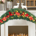 Christmas Rattan Garland 1.8m with 250 Rattan Branches, Bows, Christmas Balls, and Greenery