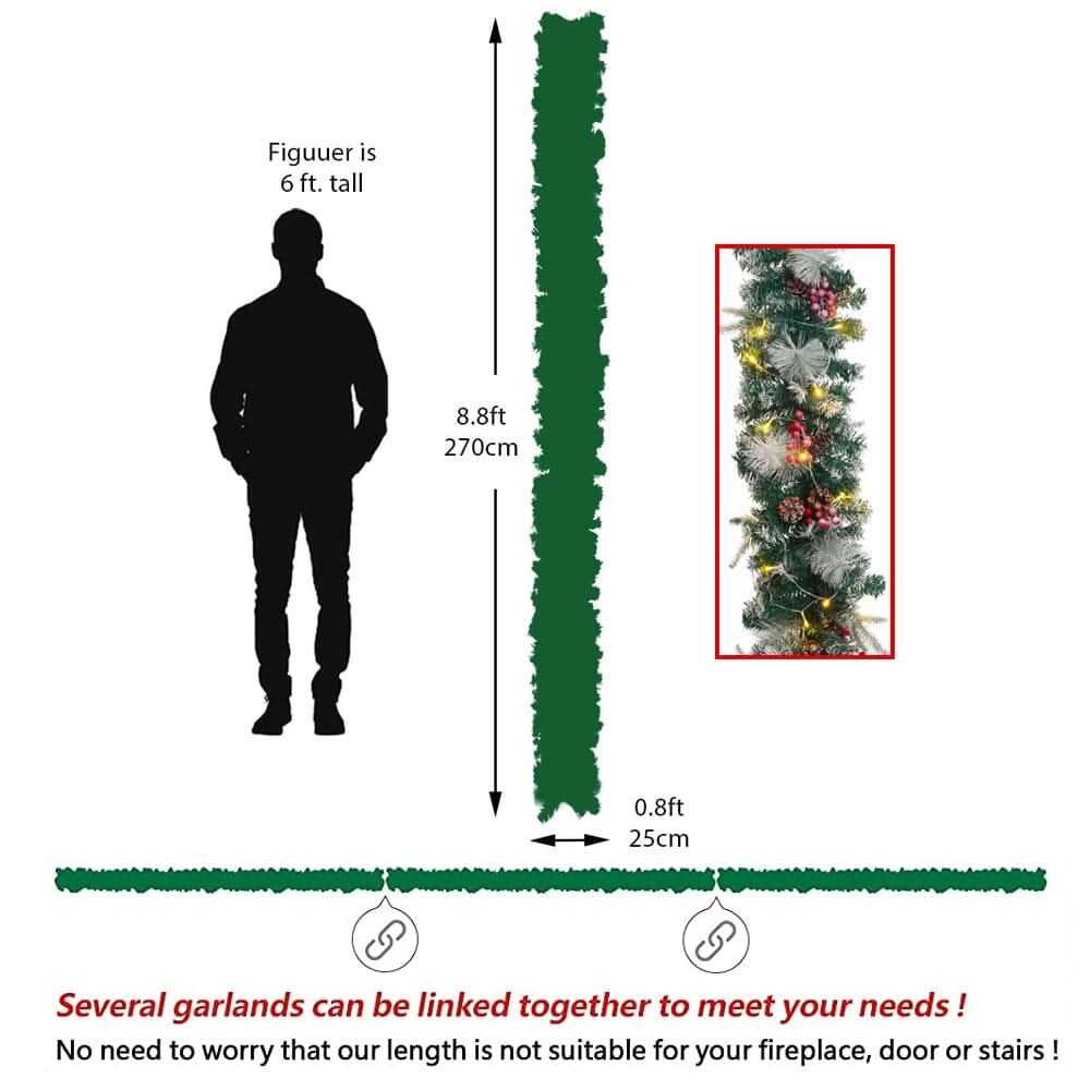 Artificial Pre-lit Frozen Christmas Decoration Garland