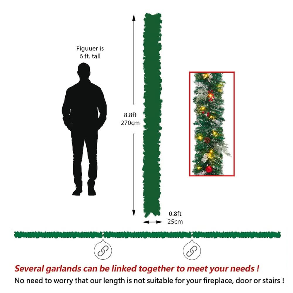 Artificial Pre-lit Frozen Christmas Holiday Decoration Garland