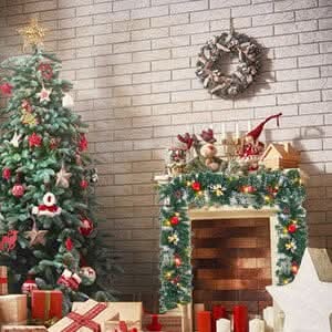 Artificial Pre-lit Frozen Christmas Holiday Decoration Garland
