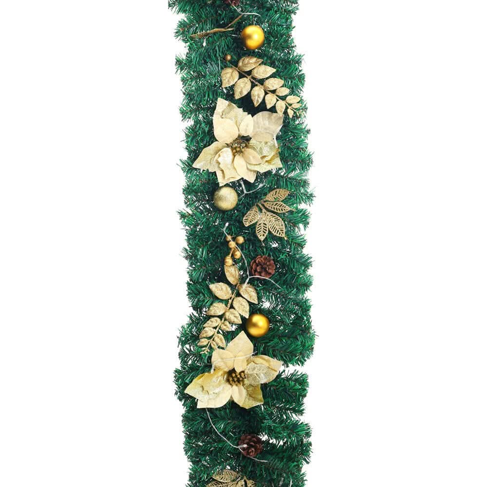 Pre-Lit Golden Christmas Wreath with Warm White Lights