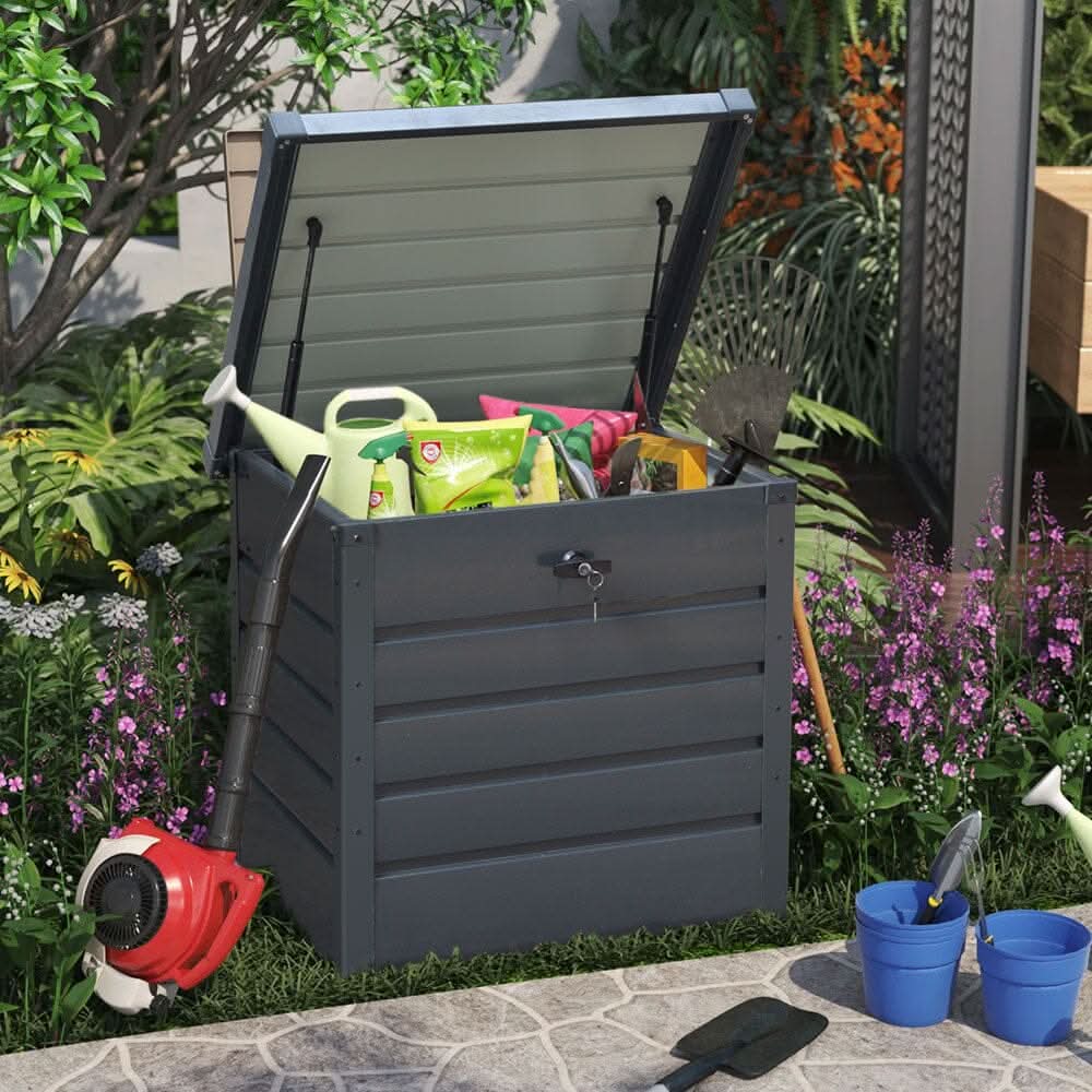 200L/600L Metal Outdoor Garden Storage Box Lockable Waterproof