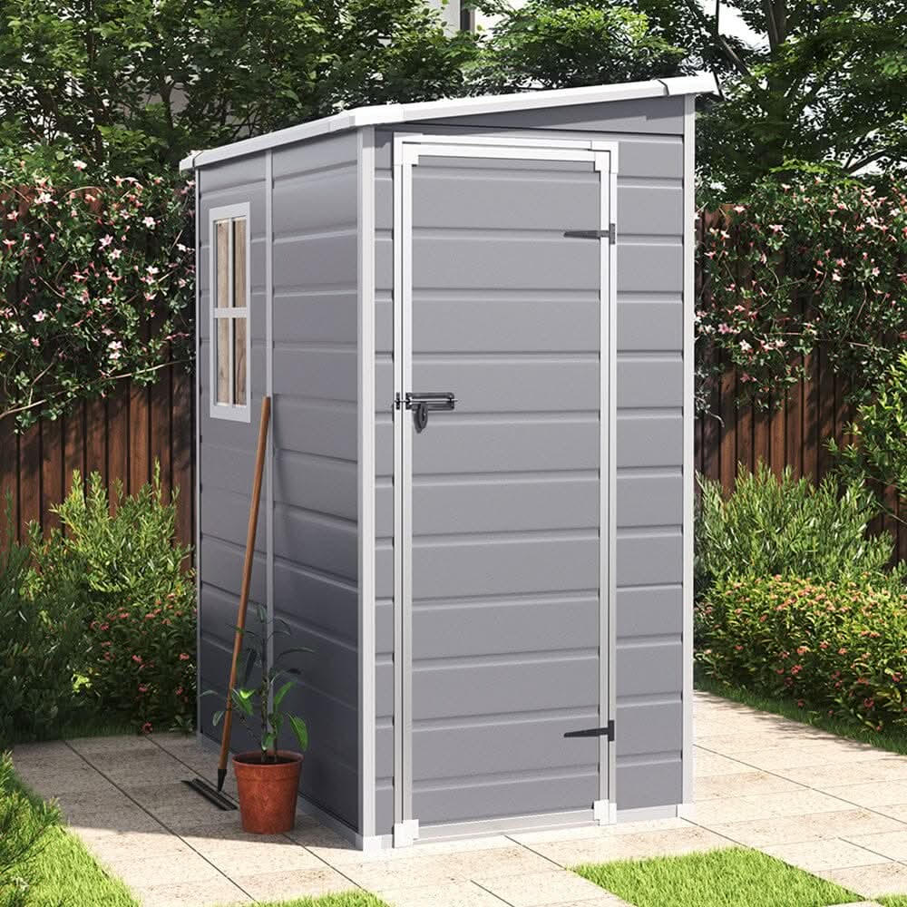 5x3ft / 5x4ft Plastic Garden Storage Shed with Front and Size Door for Bikes and Tools