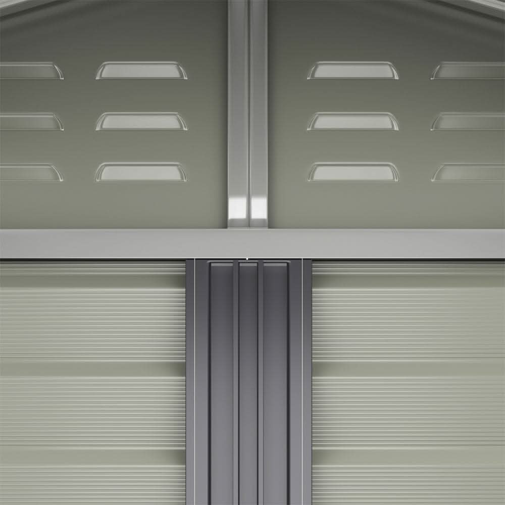 8×8.5 ft Charcoal Steel Tool Shed with Front Windows and Ventilation