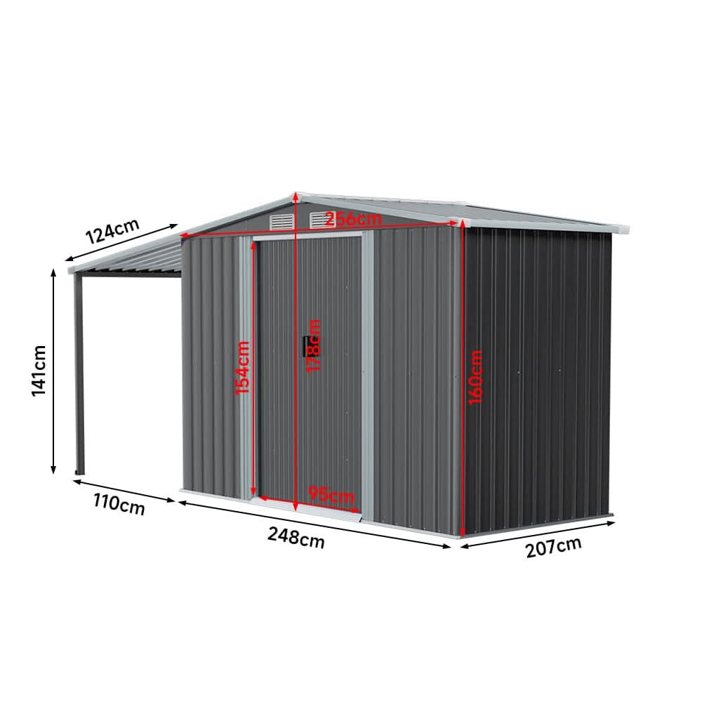 4×8 ft/ 6×8 ft Metal GardenStorage Shed with Log Storage