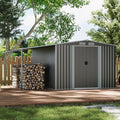 8×8ft/ 10×8ft Metal Grey Outdoor Storage Shed with Lean-to