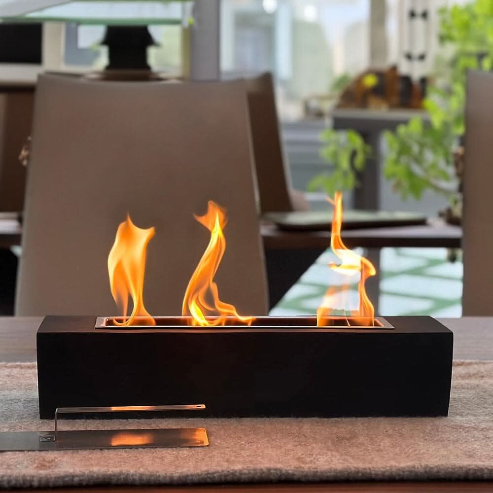 Concrete Rectangle Bio-Ethanol Outdoor Tabletop Fireplace