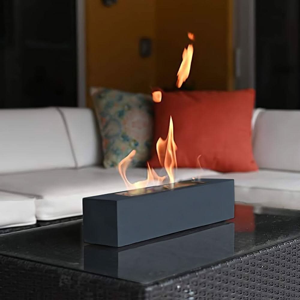 Concrete Rectangle Bio-Ethanol Outdoor Tabletop Fireplace