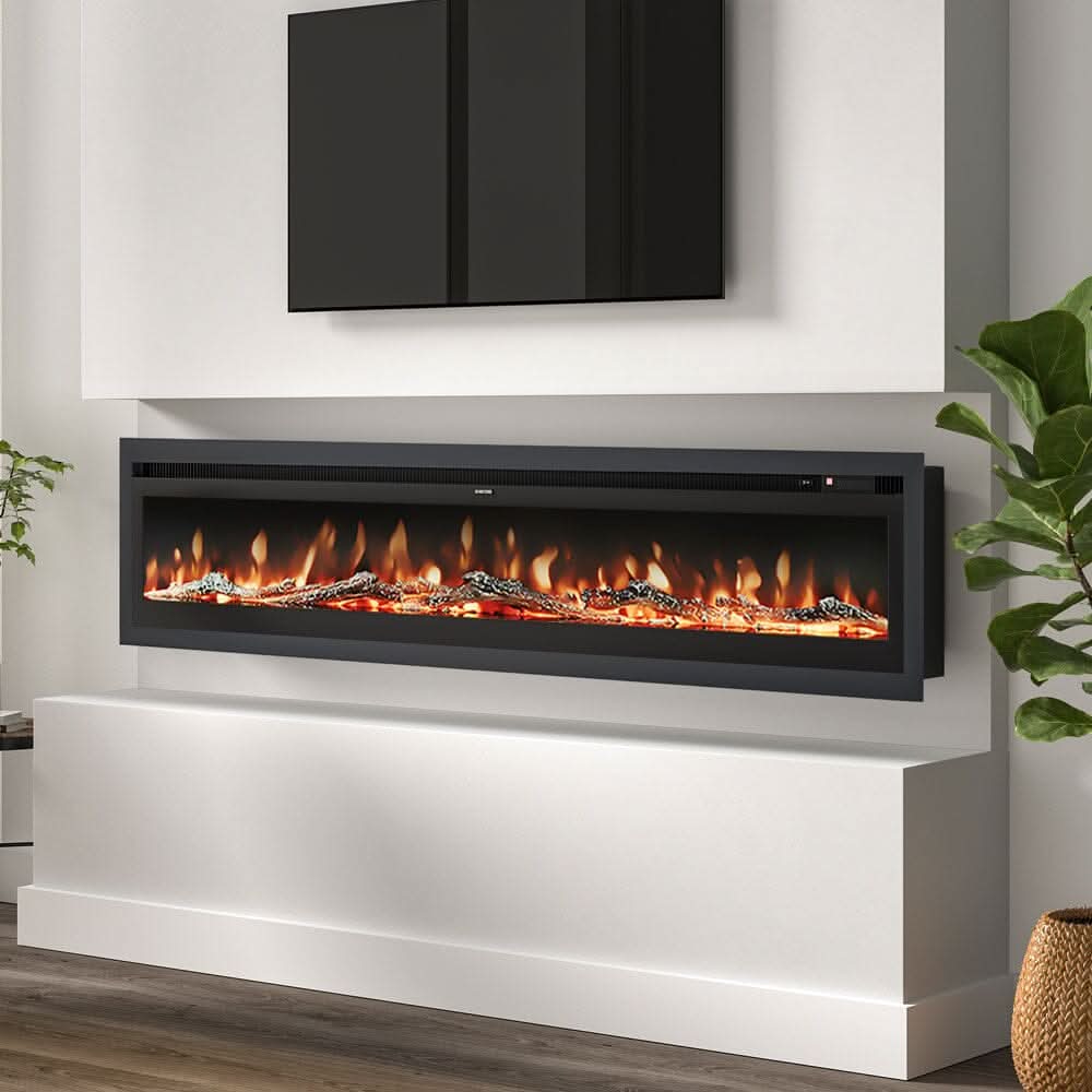 70/80/100 Inch Electric Fireplace with Remote 9 Flame Colours Freestanding Fireplaces