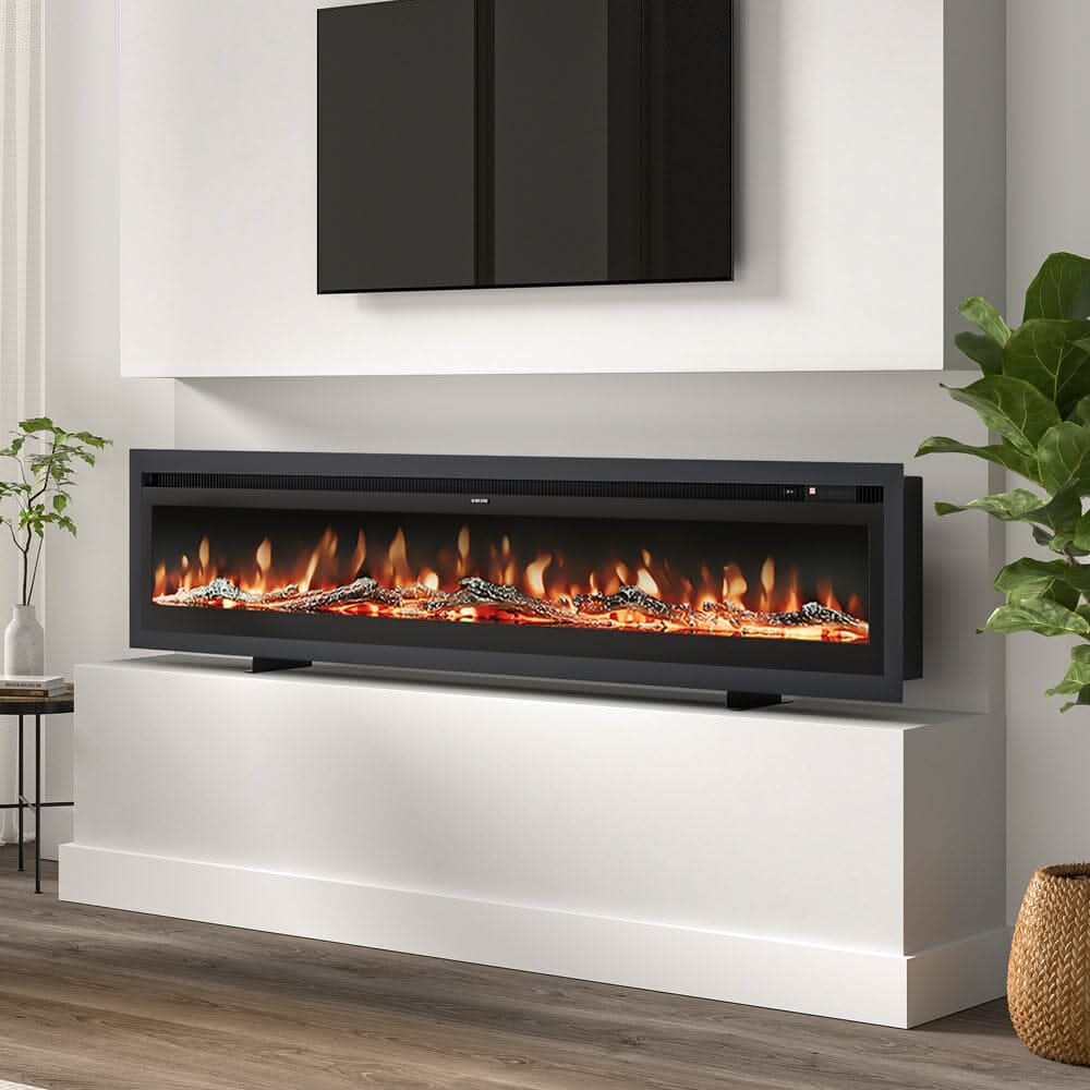 40/50/60/70/80 Inch Electric Fireplace 12 Colour LED Flame Effect Heater with Remote Control