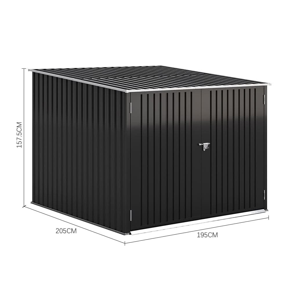 6ft Gardens Plan Galvanized Steel Bicycle Storage Shed Charcoal Black