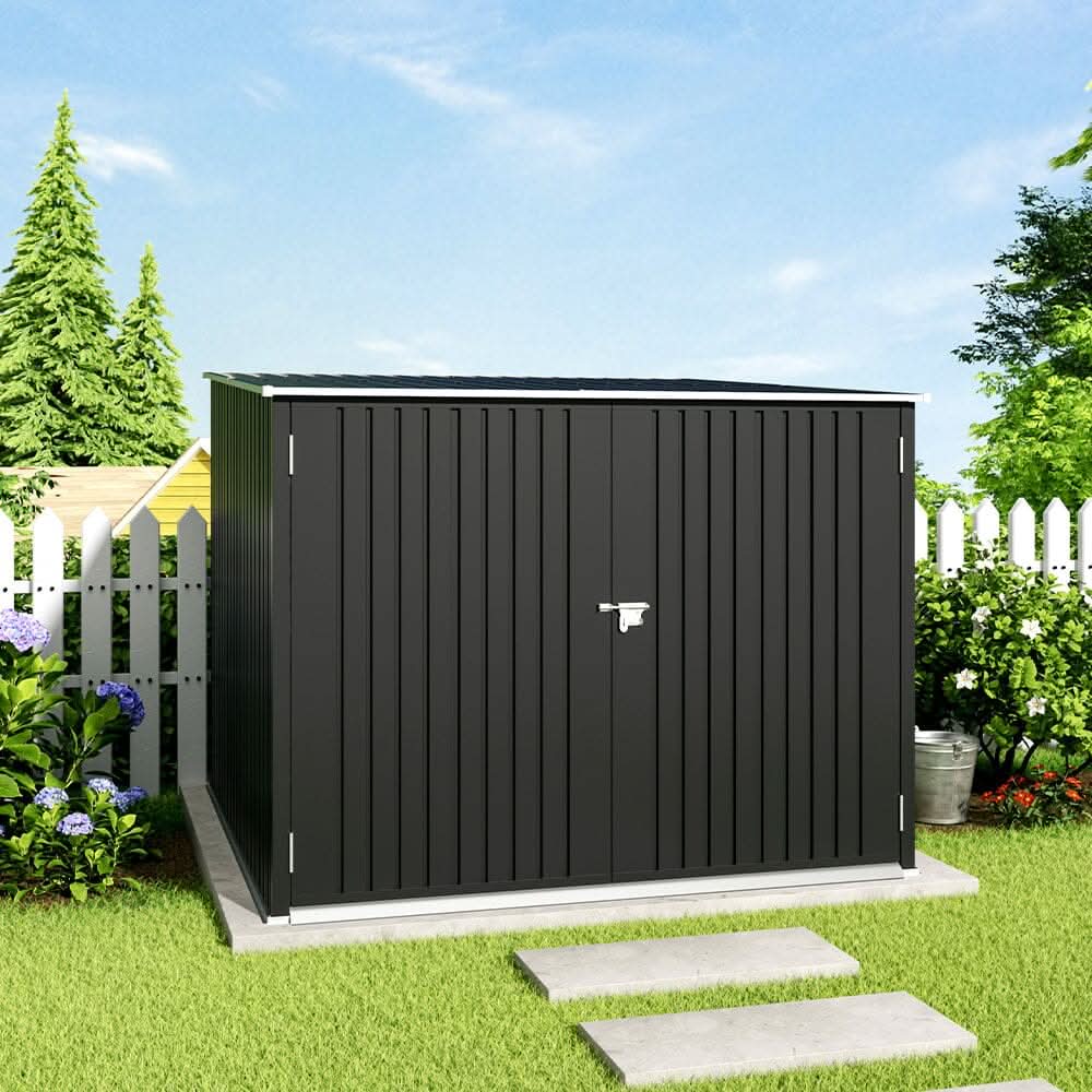 6ft Gardens Plan Galvanized Steel Bicycle Storage Shed Charcoal Black