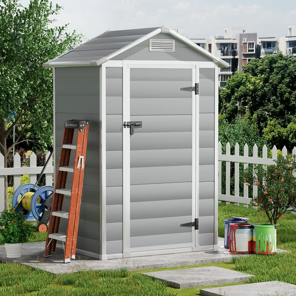 4×3ft Plastic Grey Garden Sanctuary Storage Shed with Lockable Door