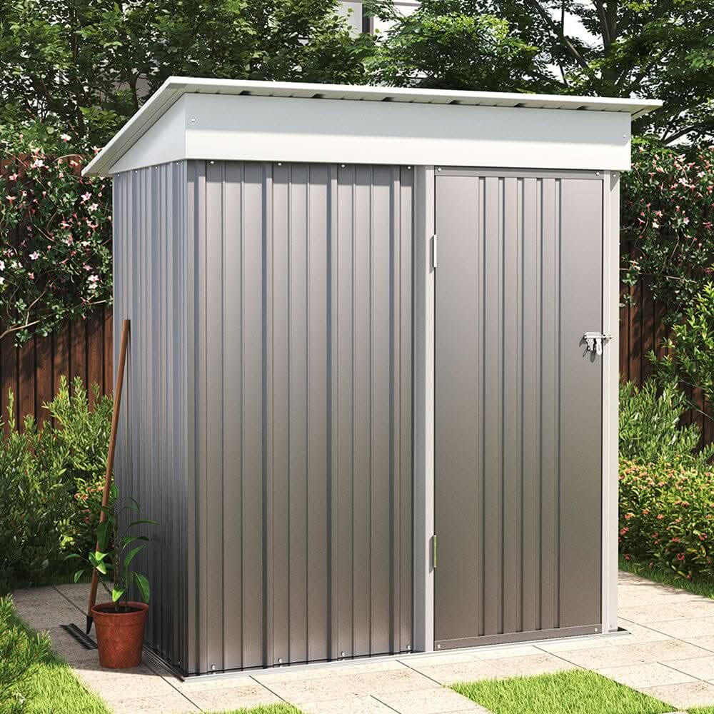 3×5 ft Metal Outdoor Storage Shed with Lockable Door