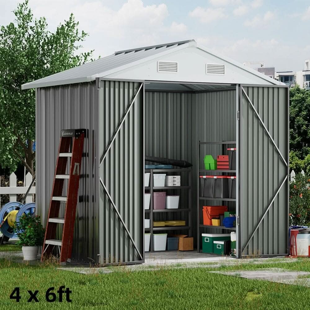 3×5 ft/ 4×6ft/ 6×8 ft/ 10×8ft/ 10×10ft/ 10×12ft Metal Outdoor Garden Storage Shed Motorcycle Sheds with Lockable