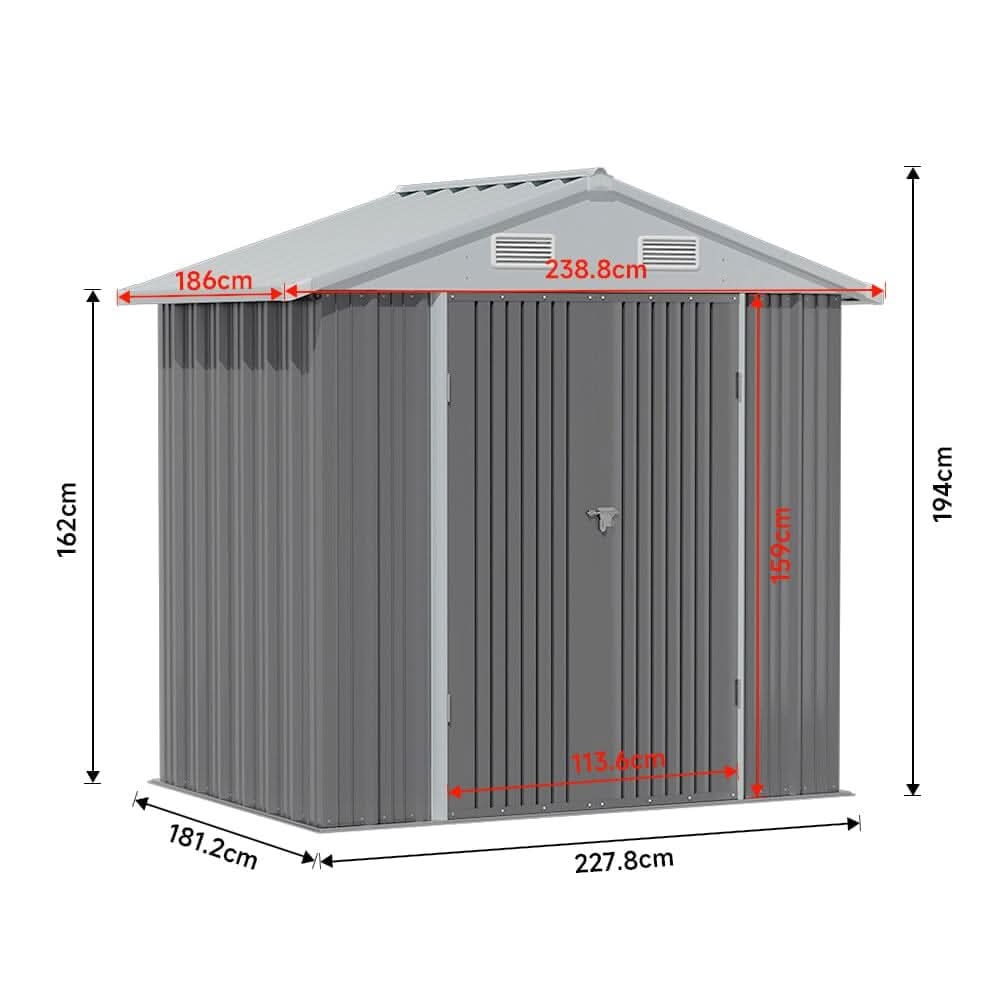 3×5 ft/ 4×6ft/ 6×8 ft/ 10×8ft/ 10×10ft/ 10×12ft Metal Outdoor Garden Storage Shed Motorcycle Sheds with Lockable