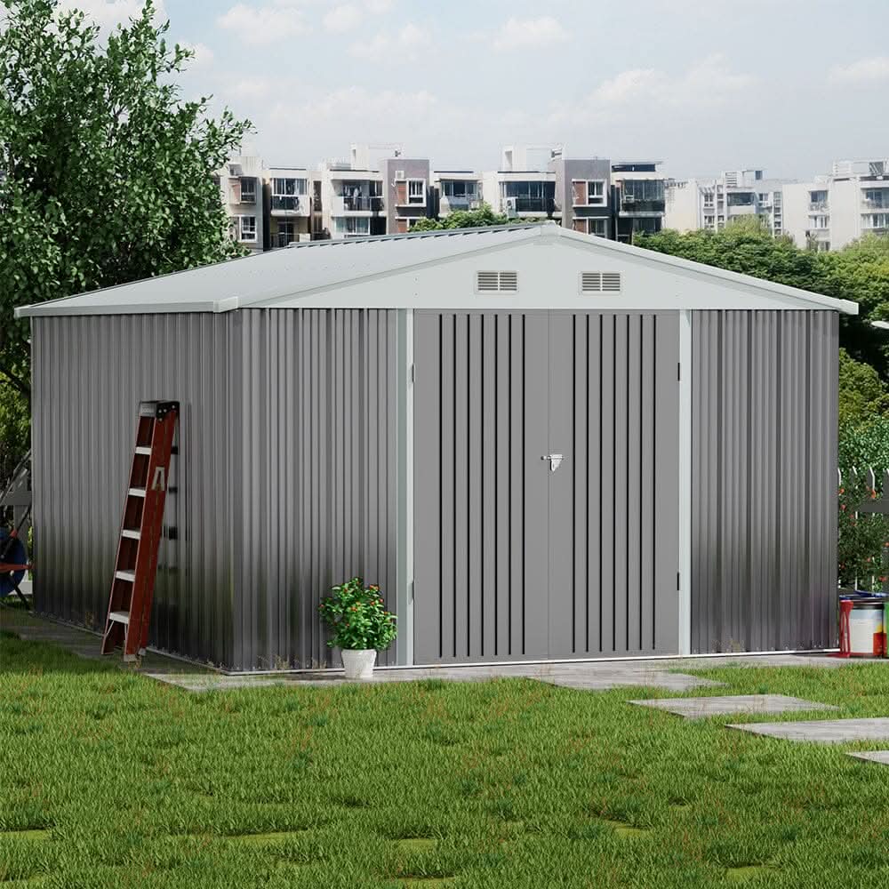 3×5 ft/ 4×6ft/ 6×8 ft/ 10×8ft/ 10×10ft/ 10×12ft Metal Outdoor Garden Storage Shed Motorcycle Sheds with Lockable