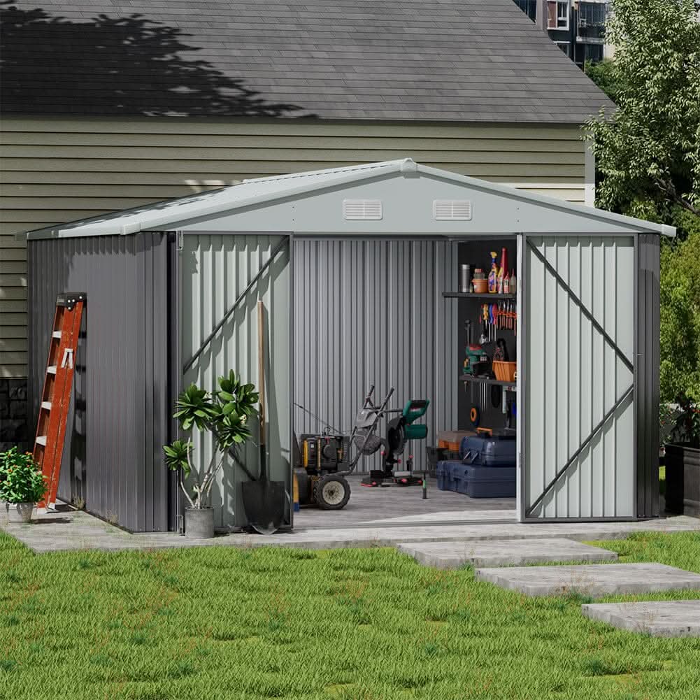 3×5 ft/ 4×6ft/ 6×8 ft/ 10×8ft/ 10×10ft/ 10×12ft Metal Outdoor Garden Storage Shed Motorcycle Sheds with Lockable