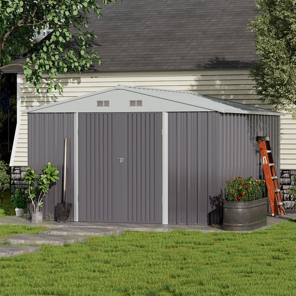 3×5 ft/ 4×6ft/ 6×8 ft/ 10×8ft/ 10×10ft/ 10×12ft Metal Outdoor Garden Storage Shed Motorcycle Sheds with Lockable