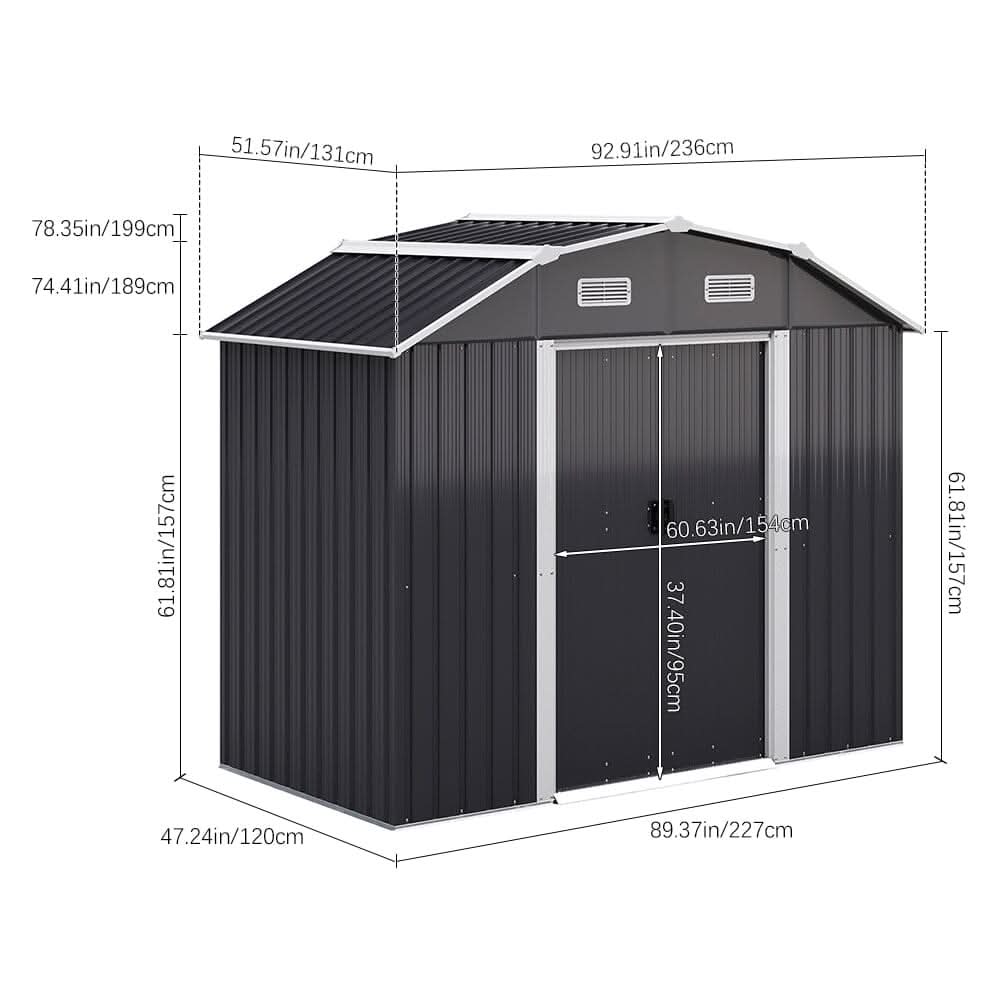 7×4 ft Galvanized Steel Large Acrylic Storage Shed