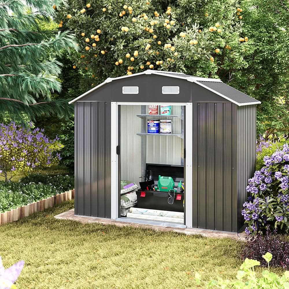 7×4 ft Galvanized Steel Large Acrylic Storage Shed