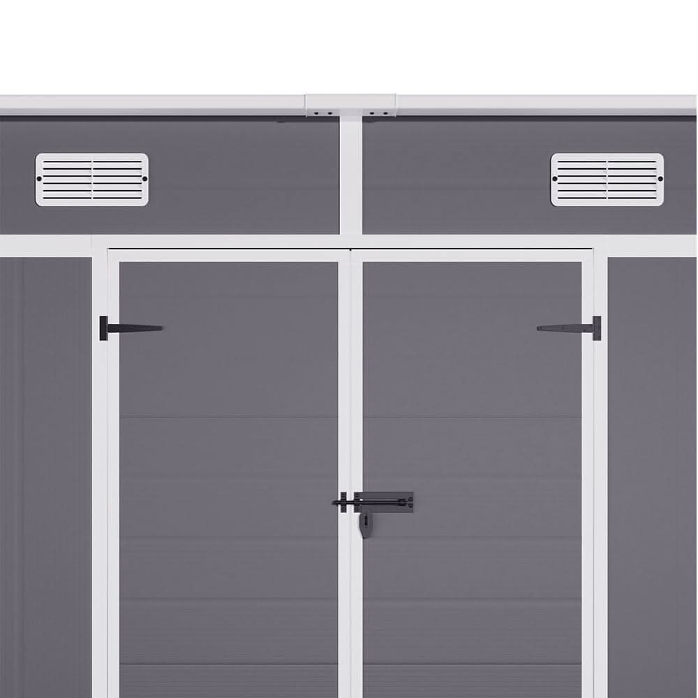 6x4ft / 8x4ft Plastic Outdoor Garden Storage Shed  with Light Grey