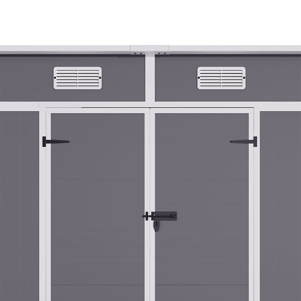 6x4ft / 8x4ft Plastic Outdoor Garden Storage Shed  with Light Grey