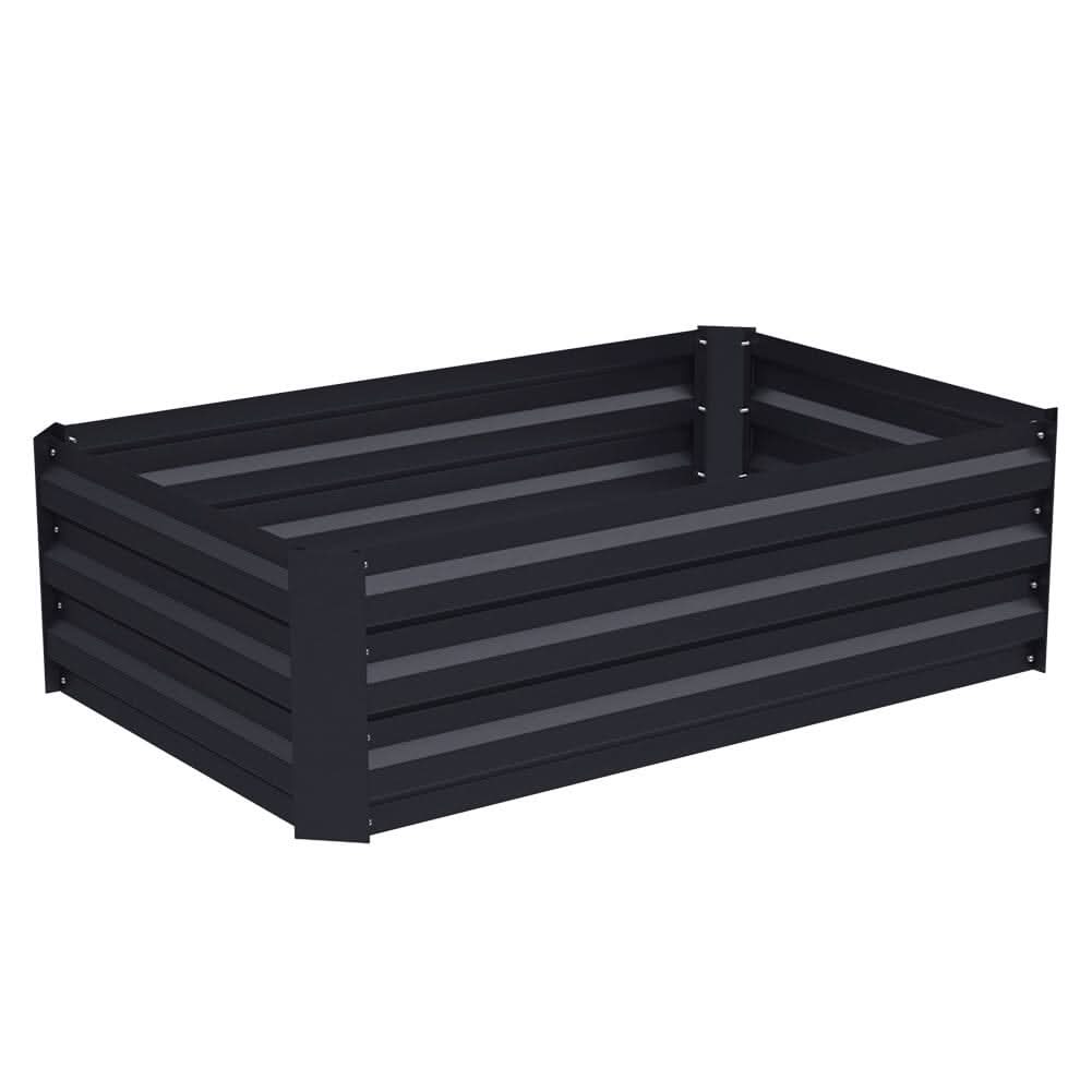 Galvanized Steel Square Raised Garden Bed Planter Box in Black