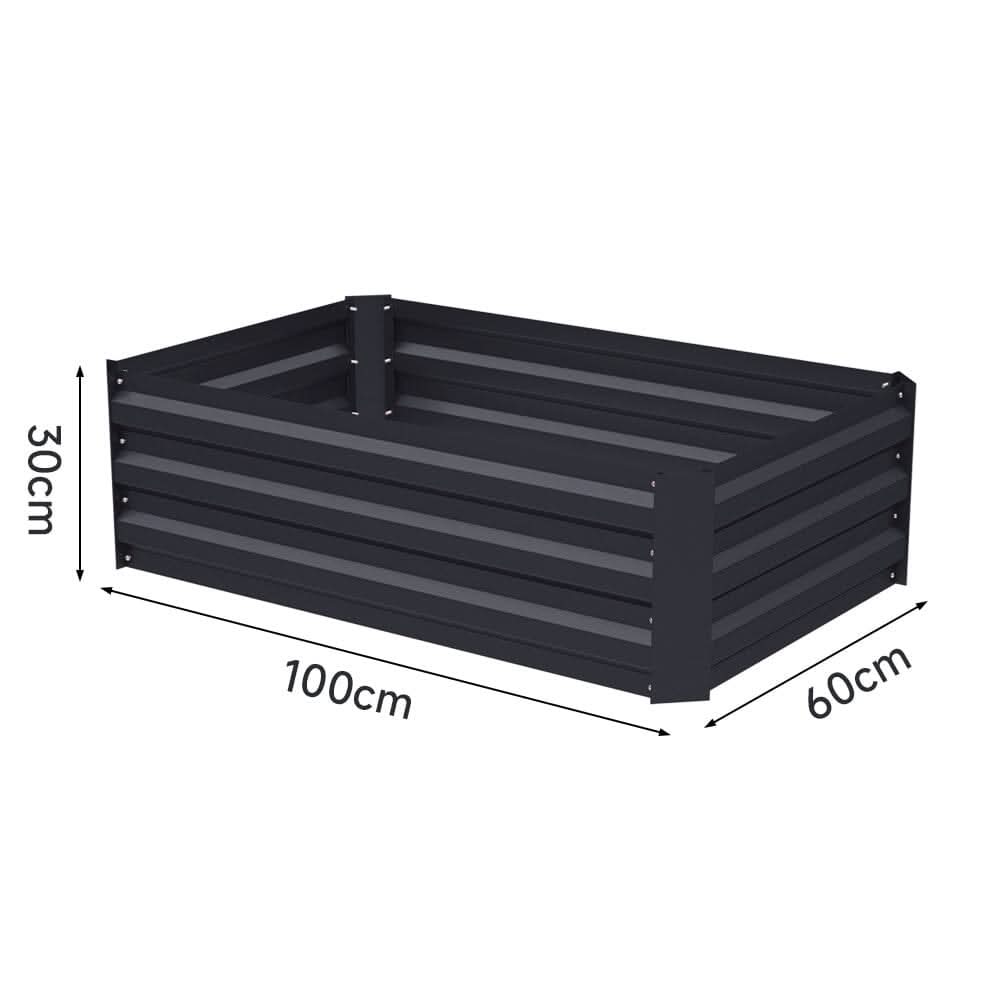 Galvanized Steel Square Raised Garden Bed Planter Box in Black