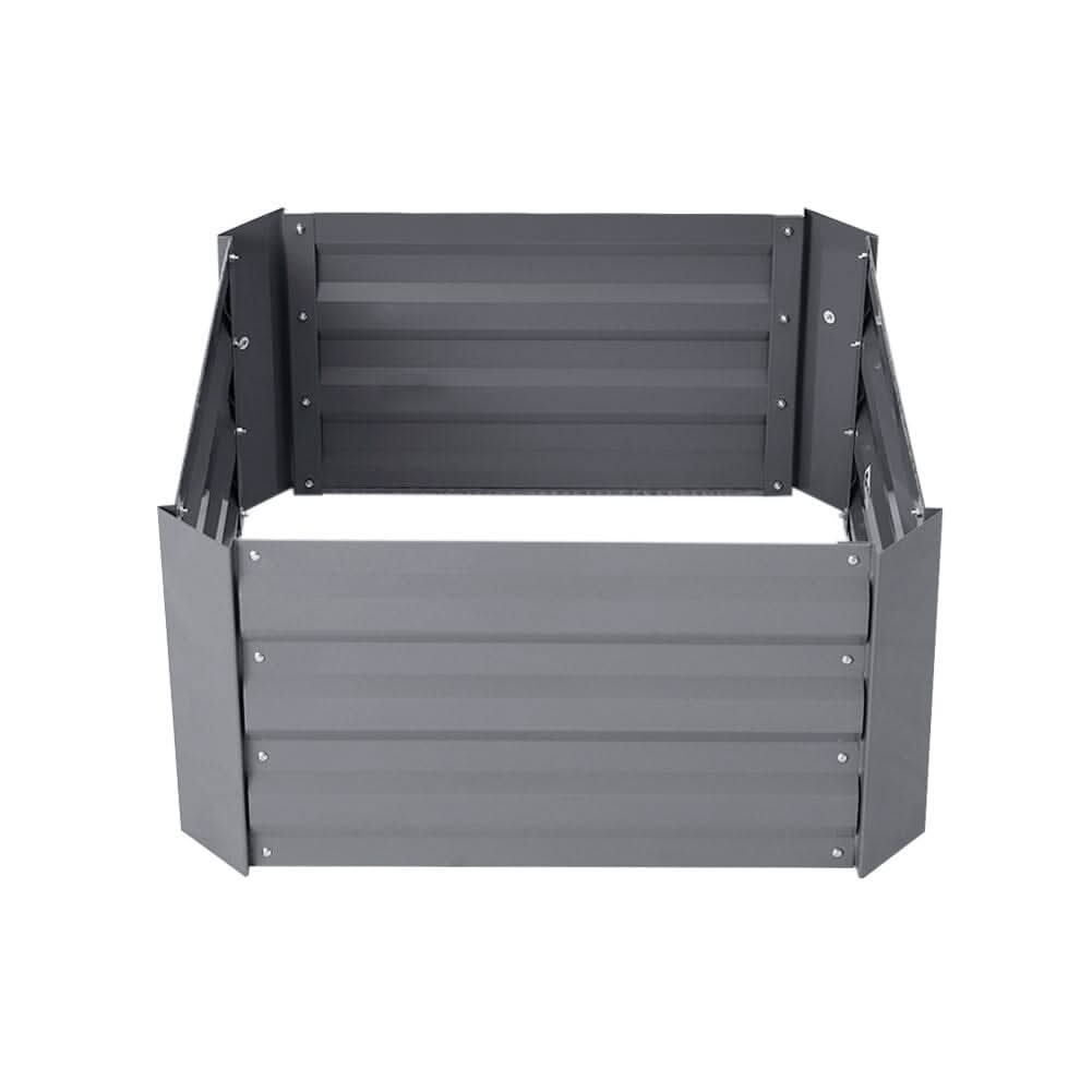 Galvanized Steel Square Raised Garden Bed Planter Box in Grey