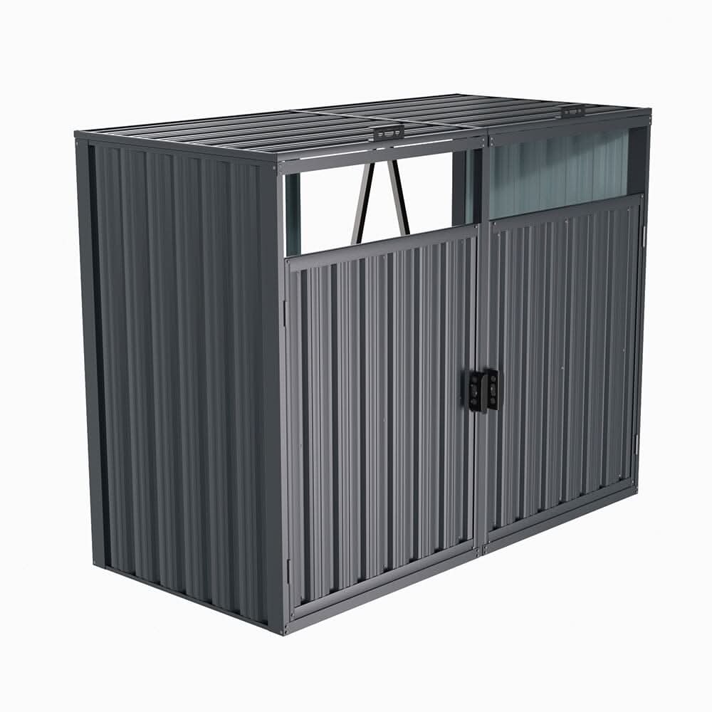 6ft/ 7ft Outdoor Metal Garbage Can Garden Storage Shed