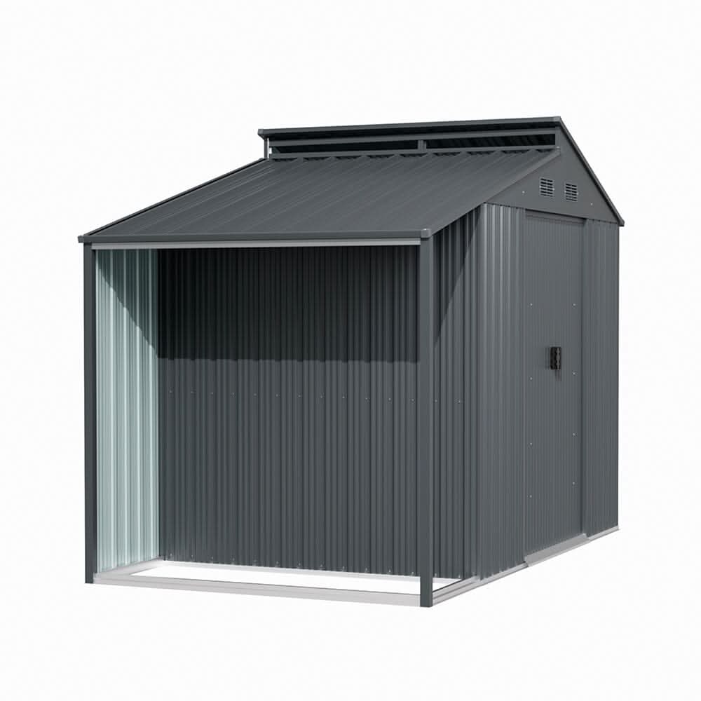 6×6 ft Galvanized Steel Outdoor Storage Shed with Lean-to