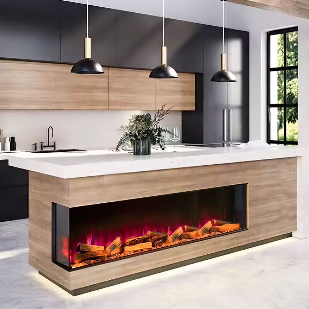 70Inch 3-Sided Smart Electric Fireplace