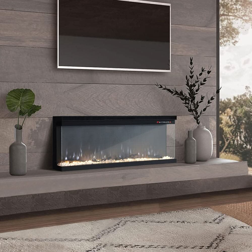 70/80-Inch 3-Sided Wall Mounted Electric Fireplace 12 Flame Colours